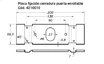 Esquema medidas contraplaca para cerradura puerta enrollable